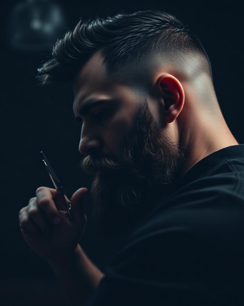 Barber stylizujący brodę klienta